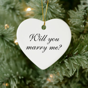 Will You Marry Me custom proposal heart Christmas Ceramic Tree Decoration