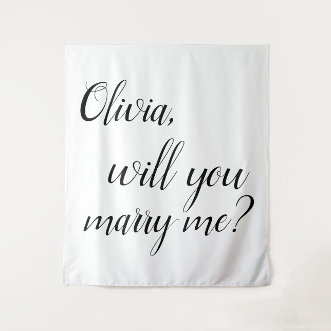 Will You Marry Me Engagement Backdrop Tapestry (Front)