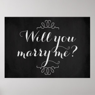 Will You Marry Me? Engagement Chalkboard Poster