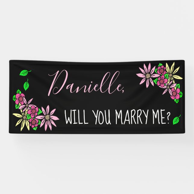 Will you Marry Me,  Floral Banner (Horizontal)