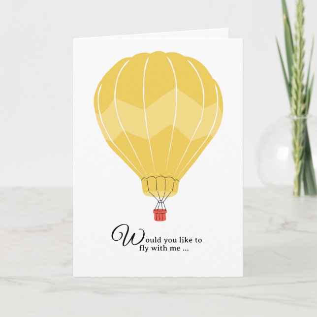 Will You Marry Me Fly with Me Hot Air Balloon Card (Front)