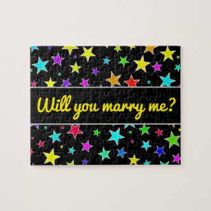 "Will you marry me?" + Fun, Colourful Stars Patter Jigsaw Puzzle