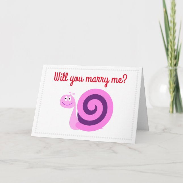 "Will you marry me?" + Happy Pink and Purple Snail Card (Front)