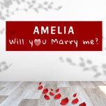Will you marry me Heart Red Romantic Proposa Poster<br><div class="desc">Will you marry me Heart Red Romantic Proposal Poster. Will you marry me in modern white script typography with a white heart on a red background. Add your name.</div>