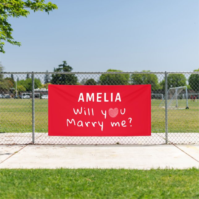 Will you marry me Heart Red Romantic Proposal Banner (Insitu)
