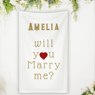 Will you marry me Heart Red Romantic Proposal  Banner