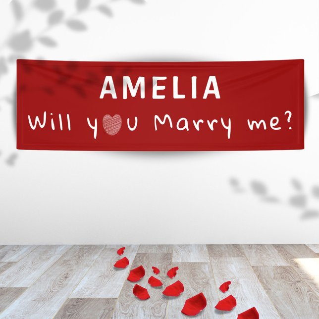 Will you marry me Heart Red Romantic Proposal Banner (Creator Uploaded)