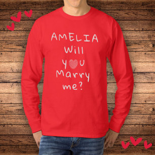 Will you marry me Heart Red Romantic Proposal T-Shirt