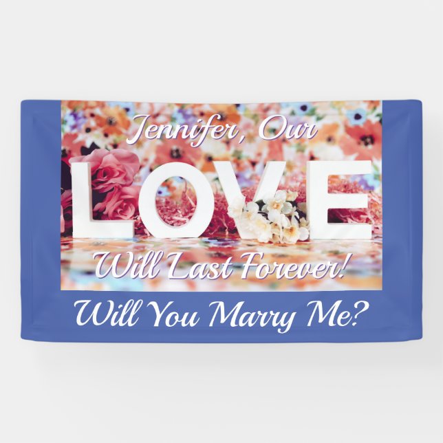 Will You Marry Me? Love Photo Name Message MedBlue Banner (Horizontal)