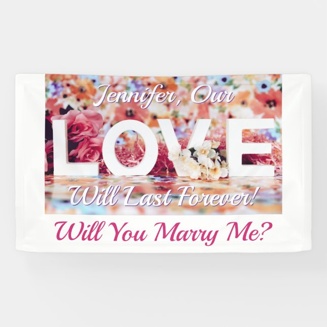 Will You Marry Me? Love Photo, Name & Messages Banner (Horizontal)