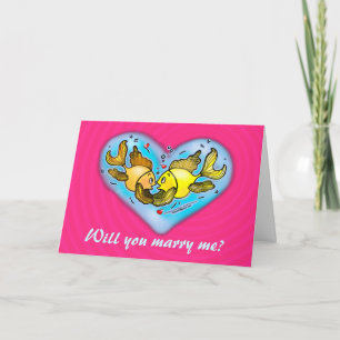 WILL YOU MARRY ME luck goldfish holding hands Card
