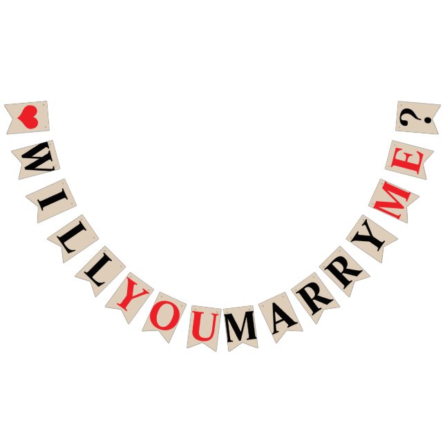 WILL YOU MARRY ME? MARRIAGE PROPOSAL - Khaki Colou Bunting (All)