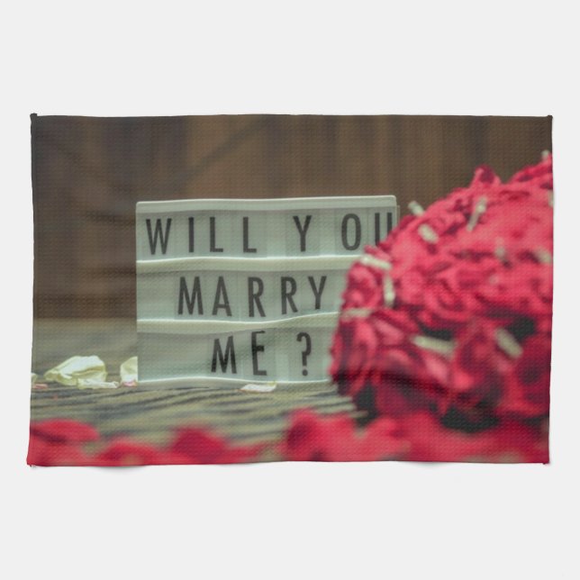 Will You Marry Me? Marriage Proposal Tea Towel (Horizontal)