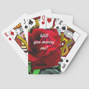 "Will you marry me?" message on red rose Playing Cards
