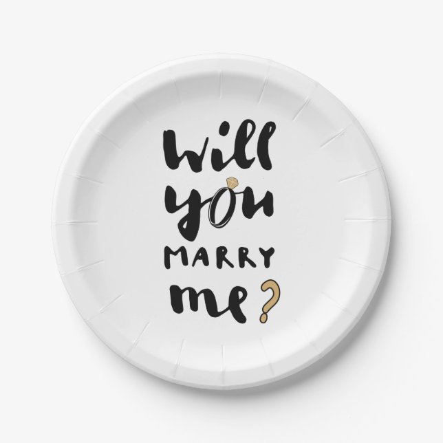 Will you marry me paper plate (Front)
