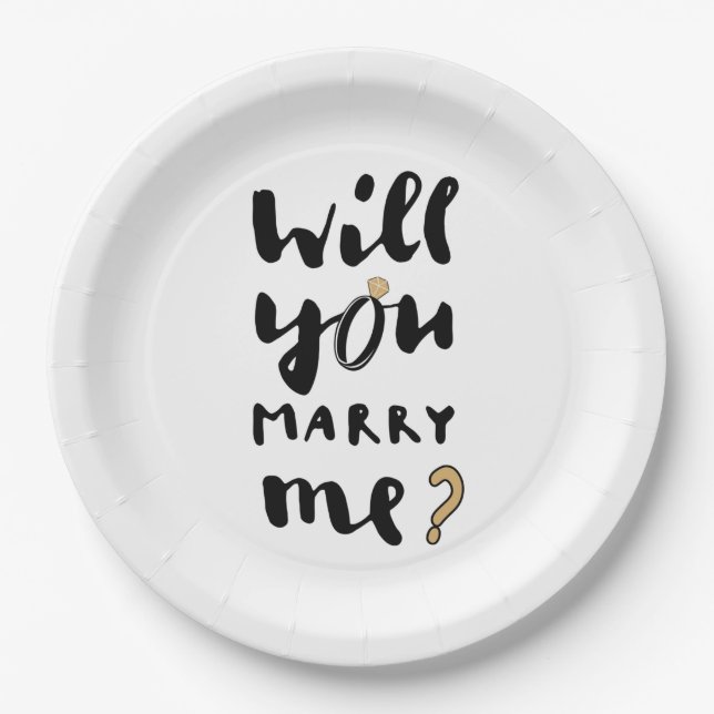 Will you marry me paper plate (Front)