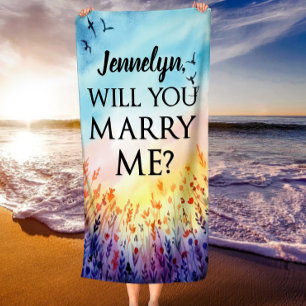 Will You Marry Me - Personalised Marriage Proposal Beach Towel