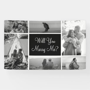 Will You Marry Me Photo Black And White Collage Banner