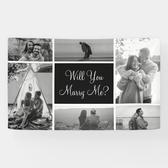 Will You Marry Me | Photo Black And White Collage Banner (Horizontal)
