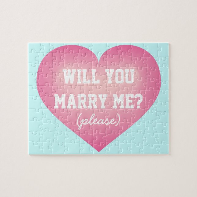 Will You Marry Me?  Pink Fade Heart Jigsaw Puzzle (Horizontal)