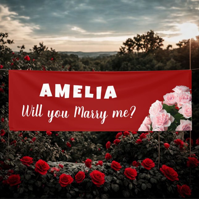 Will you marry me Pink Rose Romantic Proposal Banner (Creator Uploaded)