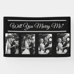 Will You Marry Me Proposal Banner with 4 Photos