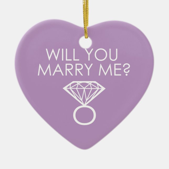 Will You Marry Me? Proposal Diamond Ring Ceramic Tree Decoration (Front)