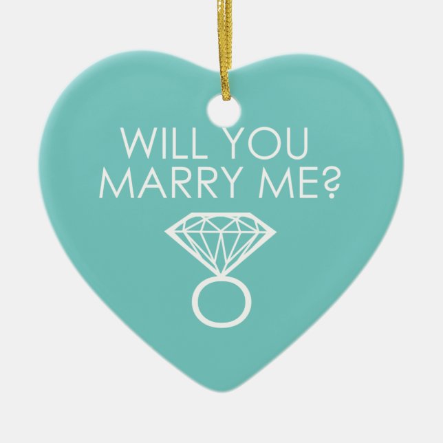 Will You Marry Me? Proposal Diamond Ring Ceramic Tree Decoration (Front)