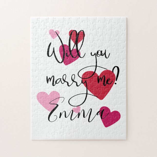 Will You Marry Me Proposal Personalise Hearts Jigsaw Puzzle (Vertical)