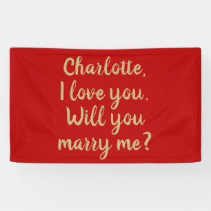 Will You Marry Me red custom marriage proposal Banner