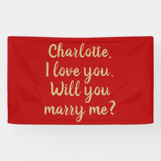 Will You Marry Me red custom marriage proposal Banner (Horizontal)