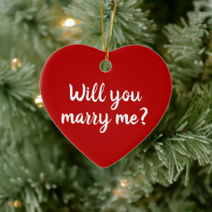Will You Marry Me red custom script proposal cute Ceramic Tree Decoration