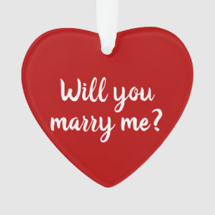 Will You Marry Me red custom script proposal Ornament