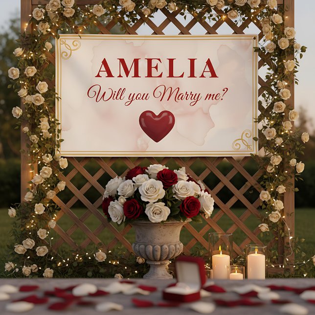 Will you marry me Red Heart Romantic Proposal Banner (Creator Uploaded)