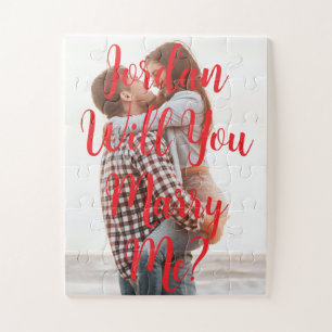 'Will You Marry Me?' Red Photo Proposal Gift Jigsaw Puzzle
