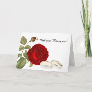 Will you Marry Me, Red Rose and White Card