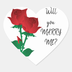 Will You Marry Me?   Red Roses Heart Sticker