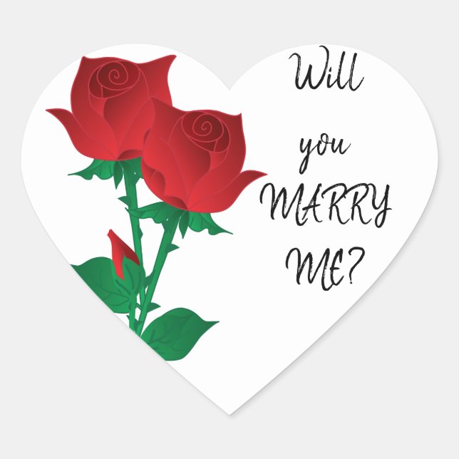 Will You Marry Me? | Red Roses Heart Sticker (Front)