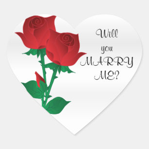Will You Marry Me?   Red Roses Heart Sticker