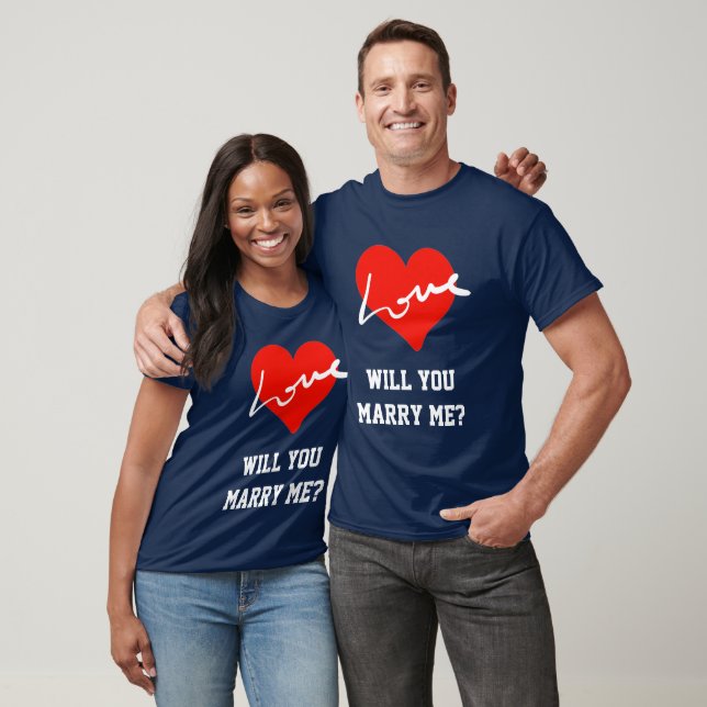 Will You Marry Me Red White & Blue Valentines Love T-Shirt (Unisex)