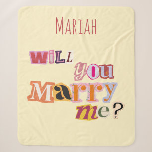 'Will You Marry Me?' Romantic Proposal Nostalgic Sherpa Blanket