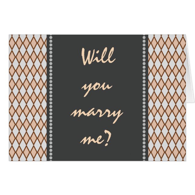 "Will you marry me?"; Rustic Brown, Beige Diamonds (Front Horizontal)