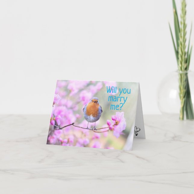 **WILL YOU MARRY ME** SAYS BLUEBIRD PROPSAL CARD (Front)