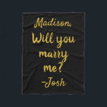 Will you marry me Sign Wedding Proposal Decoration Fleece Blanket<br><div class="desc">Will you marry me Blanket,  Wedding Proposal Decoration Idea Sign,  Custom Name Keepsake Marriage Decor,  Personalised Couple Propose Photo Prop,  Personalised outdoor beach set up,  Customised surprise u unique banner,  Black Gold engagement backdrop tapestry,  Valentine's Day Party Anniversary Gift,  for her Christmas Birthday Reception,  Daddy pop the question present</div>