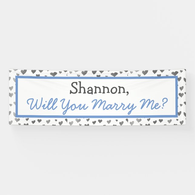 Will you Marry Me, Silver Hearts Banner (Horizontal)