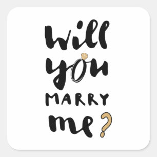 Will you marry me square sticker