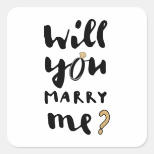 Will you marry me square sticker