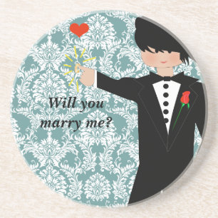 Will You Marry Me? Tuxedo Coasters