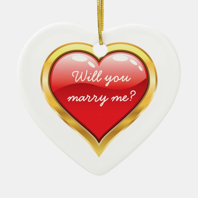 Will you marry me? Valentine's Day Ceramic Tree Decoration (Front)