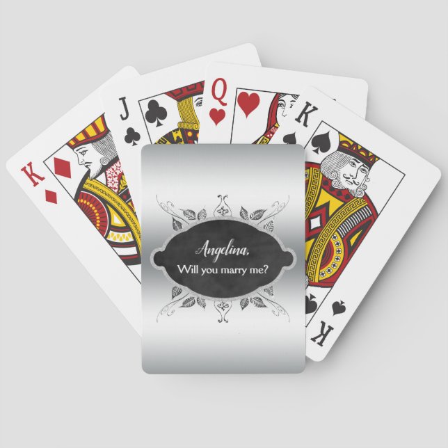 Will You Marry Me Wedding Proposal Elegant Custom Playing Cards (Back)